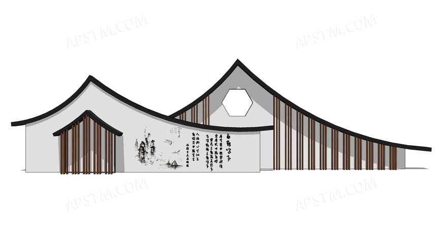 新中式新亚洲文化浮雕景墙背景墙sketchup模型su下载下载 建筑模型 图米网